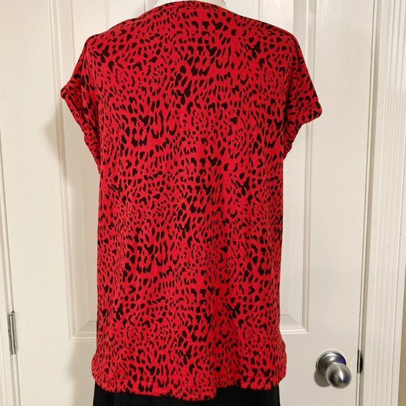 JASMINE & JULIANA Red black leopard print short sleeve top - SMALL MEDIUM shirt - Picture 13 of 13